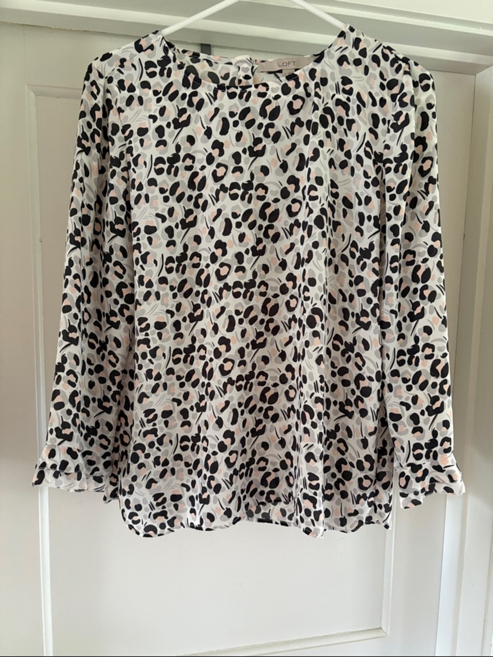 LOFT Cream Blush and Black Leopard Print Skirt